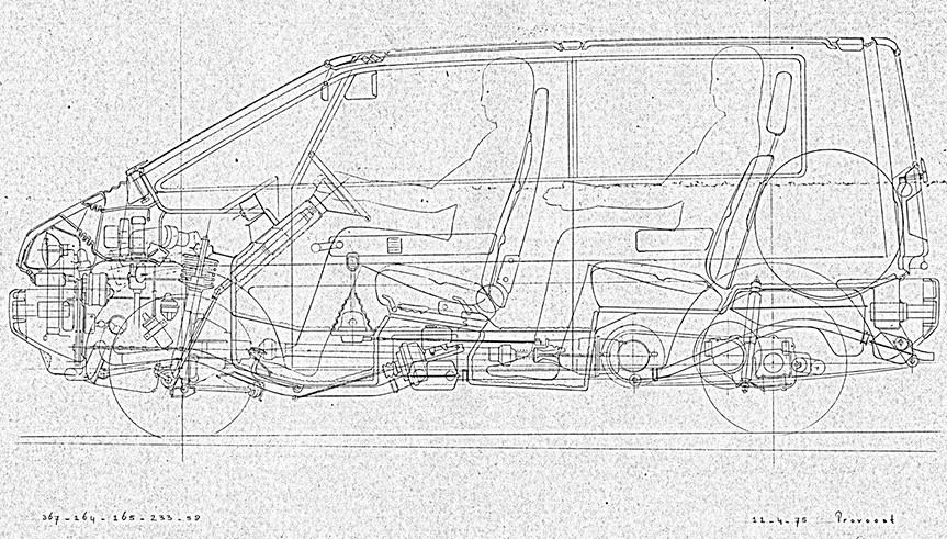 DAF PX / Volvo 343 Van prototype - ontwerpschets